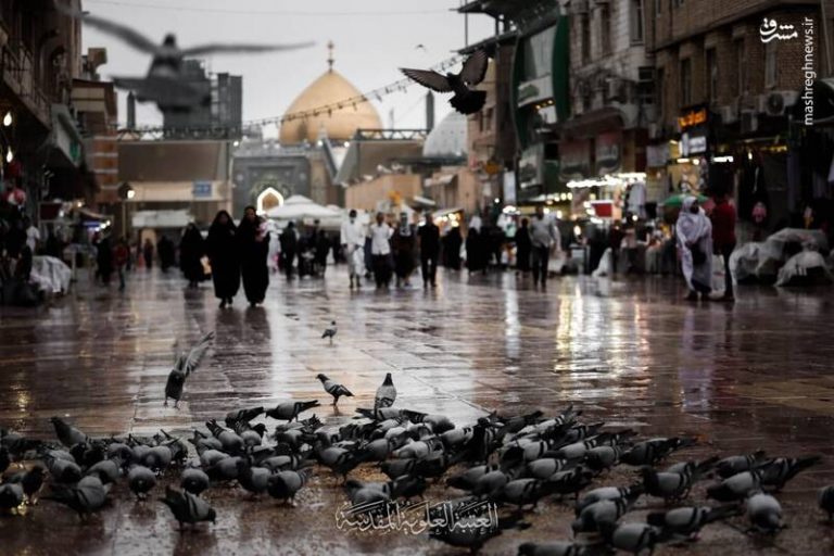 فیلم/ بارش باران به وقت دلتنگی حرم امیرالمومنین(ع)