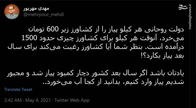 پیاز در سال ۱۴۰۱ دچار کمبود می شود